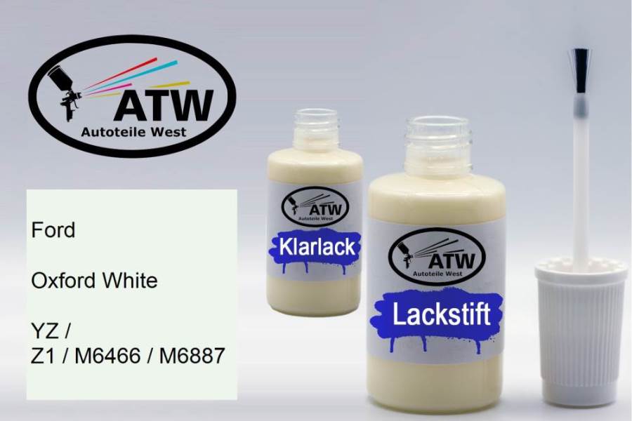 Ford, Oxford White, YZ / Z1 / M6466 / M6887: 20ml Lackstift + 20ml Klarlack - Set, von ATW Autoteile West.